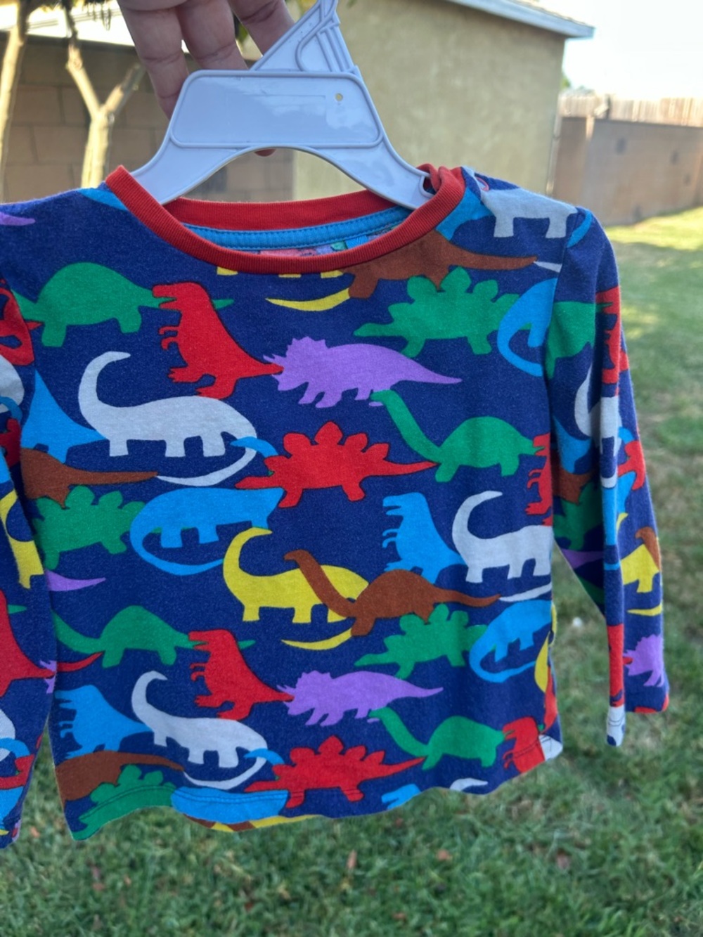 Baby Boden Navy Long-Sleeve Tee with Multicolor Dinosaur Print